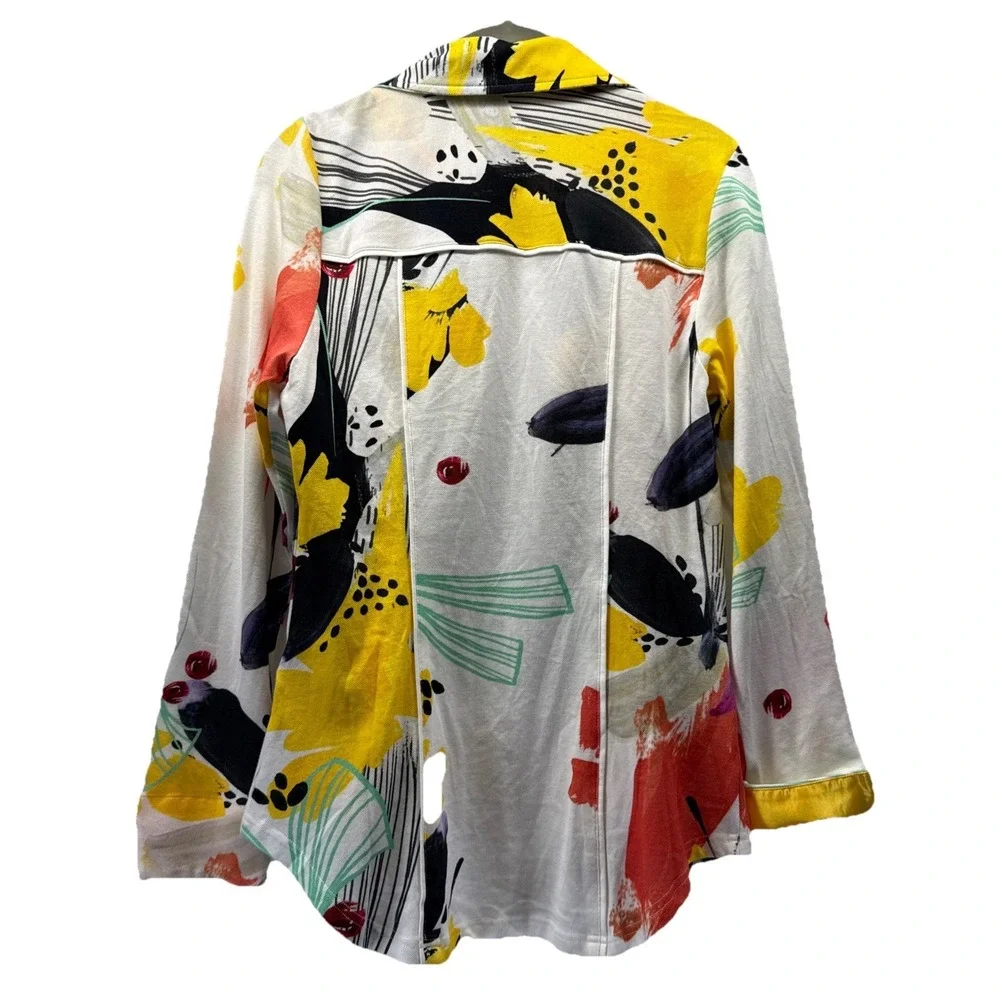 Berek Women's Ray of Sunshine Jacket Sz PXS Abstract Floral Long Sleeve‎ Pockets